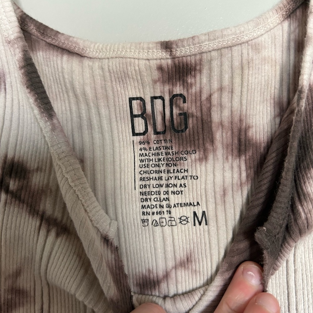 BDG Tie-Dye Ribbed Tank Top - Black and Cream - Picture 3 of 3